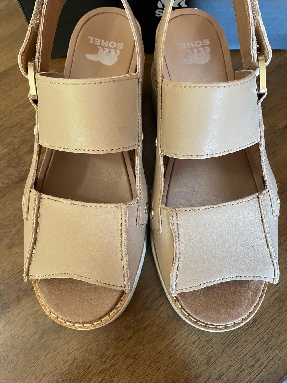 Sorel Blush-Tan Platform Slingback Wedge Sandals - Picture 4 of 7
